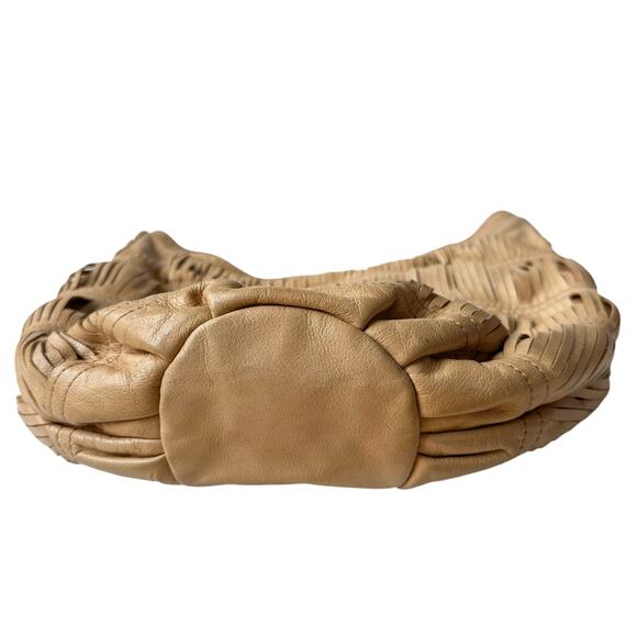 Liebeskind Berlin Hobo Bag Beige Tan Leather Fringe Shoulder Purse 13.5"x13.5x6" - Picture 8 of 11